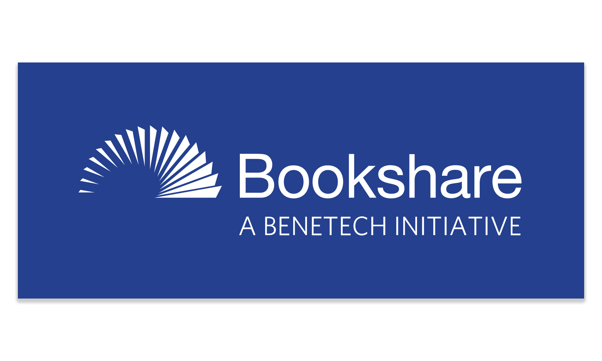 Bookshare logo in white on a blue background