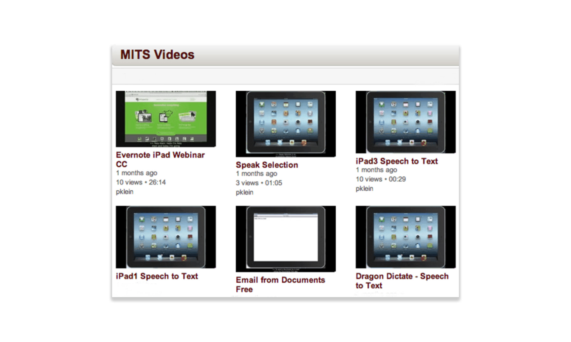 MITS website iPad tutorials