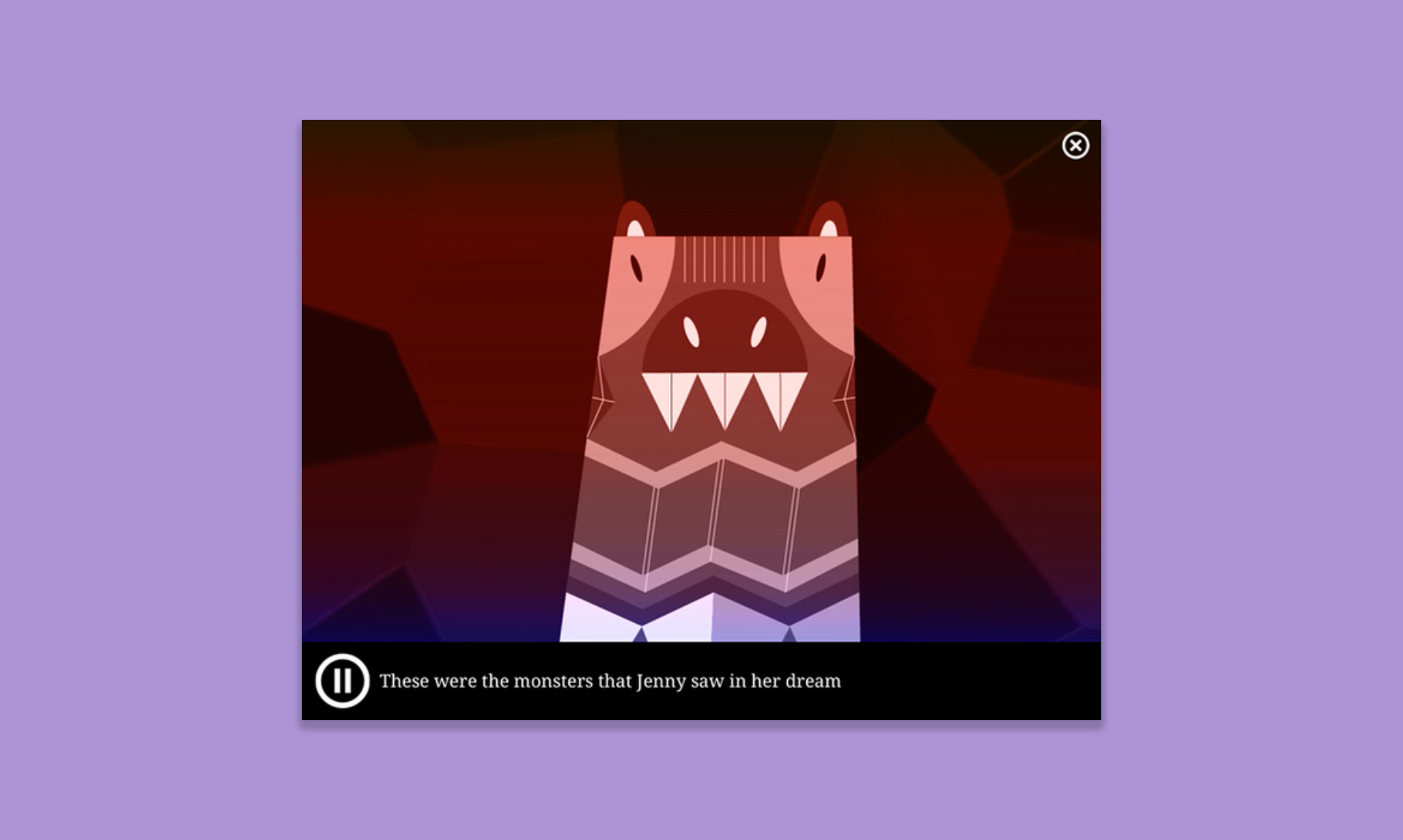 A screenshot of the Jorgits book app, showing an illustrated creature in rontes of red and pink.